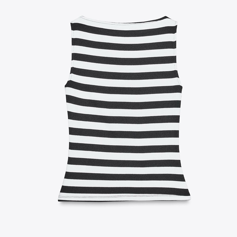 Black and White Striped Women's Top